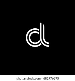 Initial lowercase letter ol, linked outline rounded logo, white color on black background