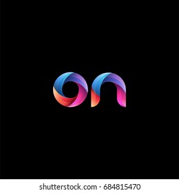 Initial lowercase letter on, curve rounded logo, gradient vibrant colorful glossy colors on black background