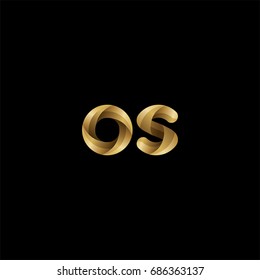 Initial Lowercase Letter Os, Curve Rounded Logo, Gradient Glossy Gold Color On Black Background