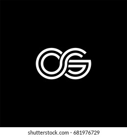 Initial lowercase letter os, linked outline rounded logo, white color on black background