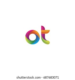 Initial lowercase letter ot, curve rounded logo, gradient vibrant colorful glossy multicolor