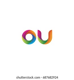 Initial lowercase letter ou, curve rounded logo, gradient vibrant colorful glossy multicolor