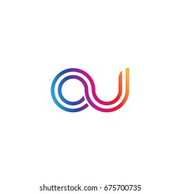 Initial lowercase letter ou, linked outline rounded logo, colorful vibrant colors