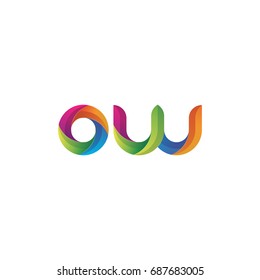 Initial lowercase letter ow, curve rounded logo, gradient vibrant colorful glossy multicolor