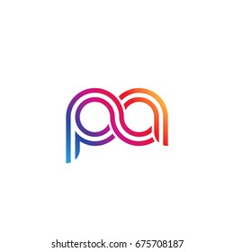 Initial lowercase letter pa, linked outline rounded logo, colorful vibrant colors