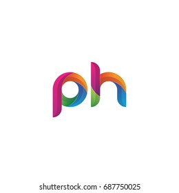 Initial lowercase letter ph, curve rounded logo, gradient vibrant colorful glossy multicolor