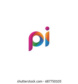 Initial lowercase letter pi, curve rounded logo, gradient vibrant colorful glossy multicolor