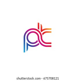 Initial lowercase letter pk, linked outline rounded logo, colorful vibrant colors