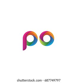 Initial lowercase letter po, curve rounded logo, gradient vibrant colorful glossy multicolor