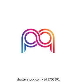 Initial lowercase letter pq, linked outline rounded logo, colorful vibrant colors