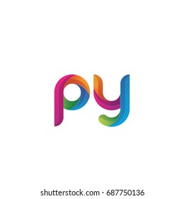 Initial lowercase letter py, curve rounded logo, gradient vibrant colorful glossy multicolor