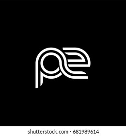Initial lowercase letter pz, linked outline rounded logo, white color on black background