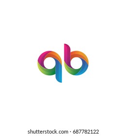 Initial lowercase letter qb, curve rounded logo, gradient vibrant colorful glossy multicolor