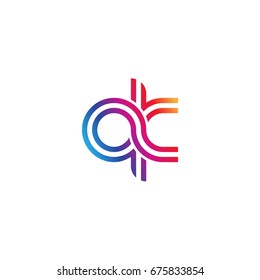 Initial lowercase letter qk, linked outline rounded logo, colorful vibrant colors