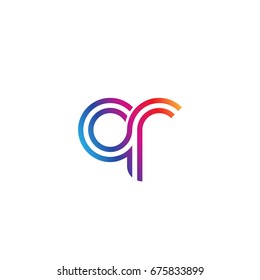 Initial lowercase letter qr, linked outline rounded logo, colorful vibrant colors