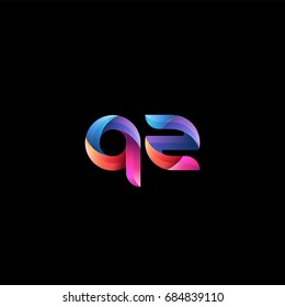 Initial lowercase letter qz, curve rounded logo, gradient vibrant colorful glossy colors on black background