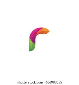 Initial lowercase letter r, curve rounded logo, gradient vibrant colorful glossy multicolor