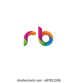 Initial lowercase letter rb, curve rounded logo, gradient vibrant colorful glossy multicolor