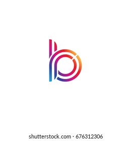 Initial lowercase letter rb, linked outline rounded logo, colorful vibrant colors