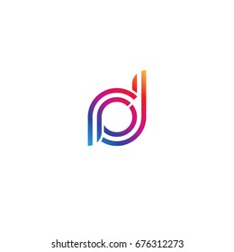 Initial lowercase letter rd, linked outline rounded logo, colorful vibrant colors