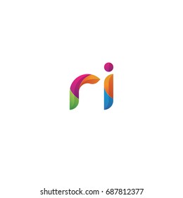 Initial lowercase letter ri, curve rounded logo, gradient vibrant colorful glossy multicolor