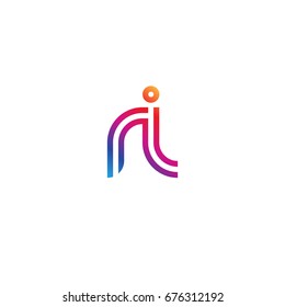 Initial lowercase letter ri, linked outline rounded logo, colorful vibrant colors