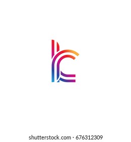 Initial lowercase letter rk, linked outline rounded logo, colorful vibrant colors