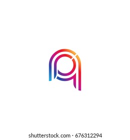 Initial lowercase letter rq, linked outline rounded logo, colorful vibrant colors