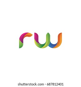 Initial lowercase letter rw, curve rounded logo, gradient vibrant colorful glossy multicolor