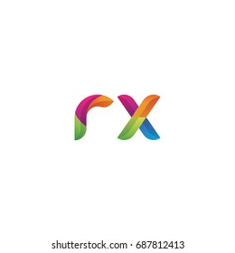 Initial lowercase letter rx, curve rounded logo, gradient vibrant colorful glossy multicolor