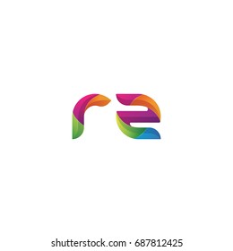 Initial lowercase letter rz, curve rounded logo, gradient vibrant colorful glossy multicolor
