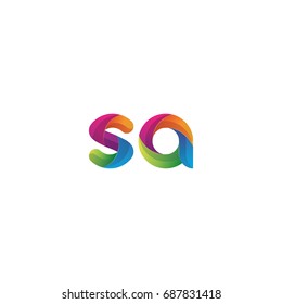 Initial lowercase letter sa, curve rounded logo, gradient vibrant colorful glossy multicolor