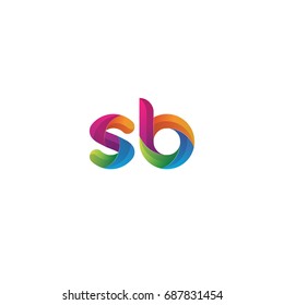 Initial lowercase letter sb, curve rounded logo, gradient vibrant colorful glossy multicolor