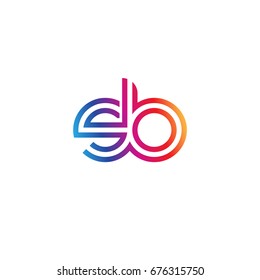 Initial lowercase letter sb, linked outline rounded logo, colorful vibrant colors