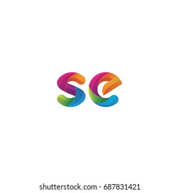 Initial lowercase letter se, curve rounded logo, gradient vibrant colorful glossy multicolor