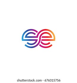 Initial lowercase letter se, linked outline rounded logo, colorful vibrant colors