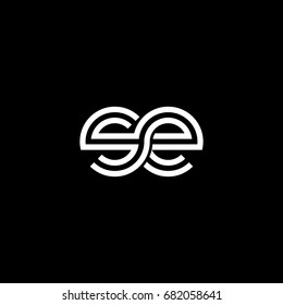 Initial lowercase letter se, linked outline rounded logo, white color on black background