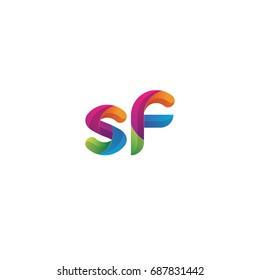 Initial lowercase letter sf, curve rounded logo, gradient vibrant colorful glossy multicolor