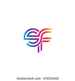 Initial lowercase letter sf, linked outline rounded logo, colorful vibrant colors