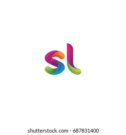 Initial lowercase letter sl, curve rounded logo, gradient vibrant colorful glossy multicolor