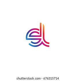 Initial lowercase letter sl, linked outline rounded logo, colorful vibrant colors