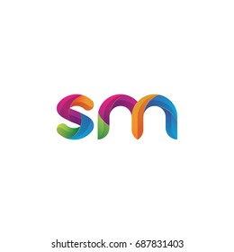Initial lowercase letter sm, curve rounded logo, gradient vibrant colorful glossy multicolor