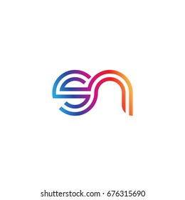Initial lowercase letter sn, linked outline rounded logo, colorful vibrant colors