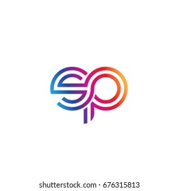 Initial lowercase letter sp, linked outline rounded logo, colorful vibrant colors