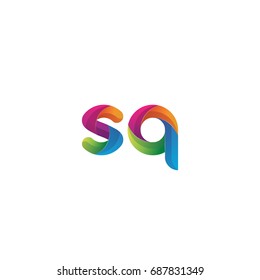 Initial lowercase letter sq, curve rounded logo, gradient vibrant colorful glossy multicolor