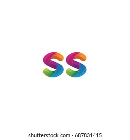 Initial lowercase letter ss, curve rounded logo, gradient vibrant colorful glossy multicolor