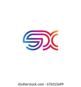 Initial lowercase letter sx, linked outline rounded logo, colorful vibrant colors