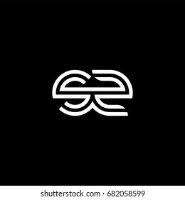 Initial lowercase letter sz, linked outline rounded logo, white color on black background