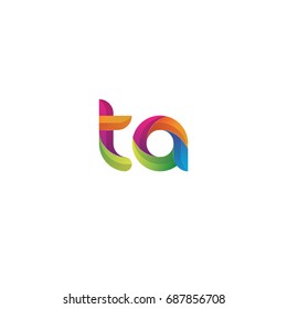 Initial lowercase letter ta, curve rounded logo, gradient vibrant colorful glossy multicolor