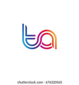 Initial lowercase letter ta, linked outline rounded logo, colorful vibrant colors